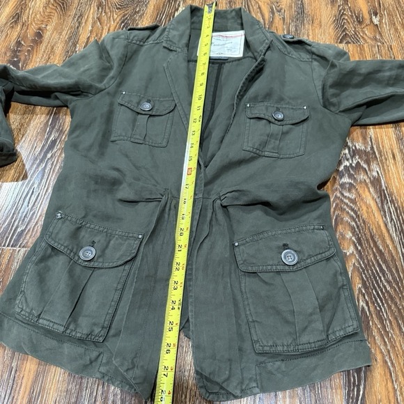 Cartonnier Anthropologie Womens 10 Olive Green Cotton Linen Utility Field Jacket - Picture 4 of 10